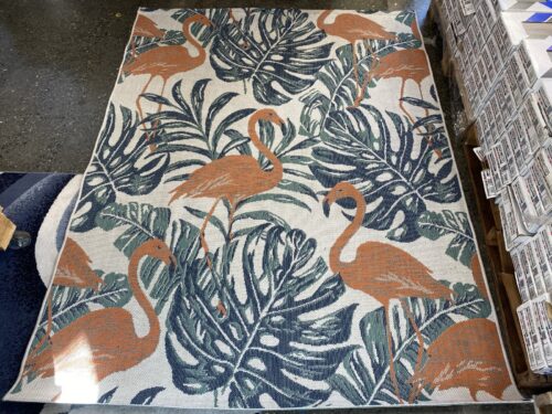 Baja Flamingo & Monstera Outdoor Decorative Rug
