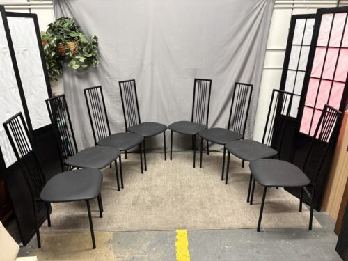 FLY LINE Vintage Made in Italy Black Postmodern Dining Chair (Set of 8)