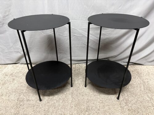 Modern Minimalist 2-Tier Round Black Metal End Table (Set of 2)