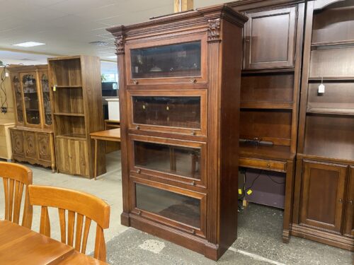 HOOKER Barrister Style Ornately Carved Mahogany Lawyer Bookcase
