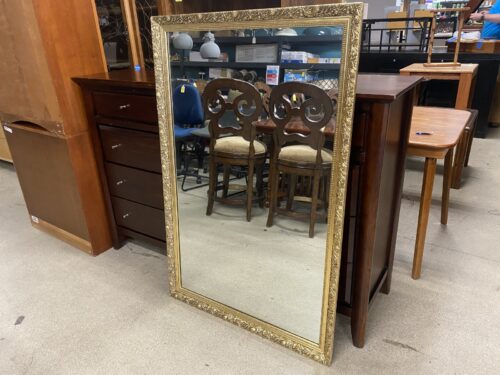 Ornate Gold Rectangular Beveled Hanging Mirror