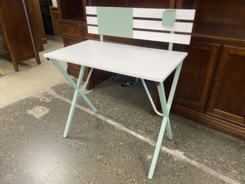 Mint Green & White Desk w/ Built in Backdrop