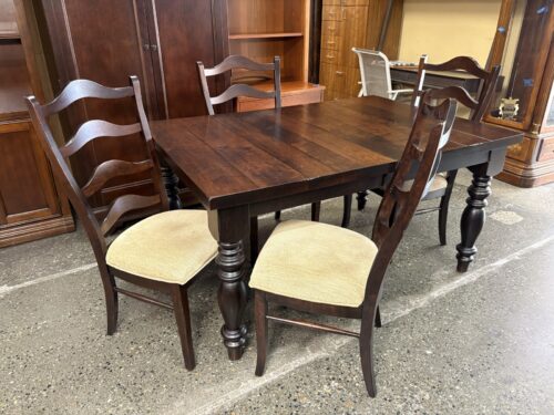 PALETTES BY WINESBURG Rustic Solid Wood Amish Made Extension Table w/ 4 Ladderback Chairs