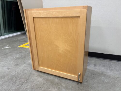 Shaker Style Single Door 30x26 Upper Cabinet with Country Maple Finish and Silver Pulls