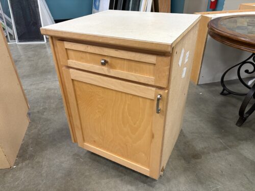Shaker Style Single Door 36x26 Lower Cabinet with Beige Countertop