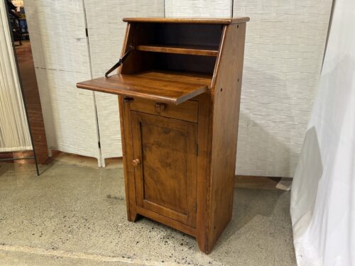 Petite Warm Wood Secretary Desk Cabinet