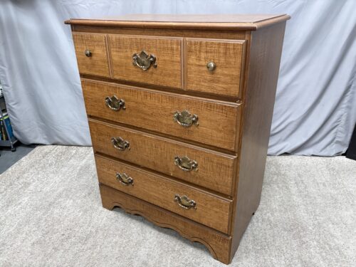 Warm Brown Stand 4-Drawer Dresser w/ Bronze Pulls
