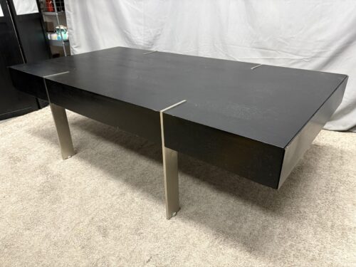 Minimalist Modern Black & Chrome 2-Drawer Coffee Table