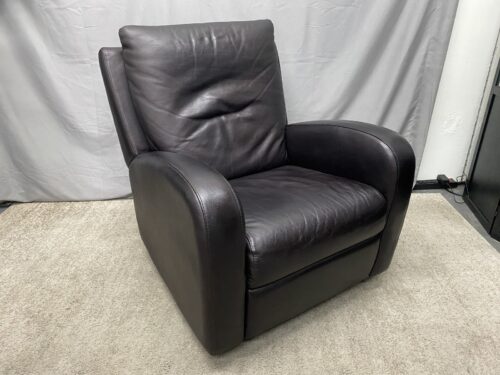 NATUZZI Black Leather Swivel Recliner