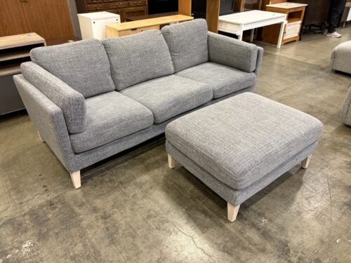 WORLD MARKET Noelle Modern Heathered Graphite Track Arm Sofa with Light Wood Legs and Ottoman