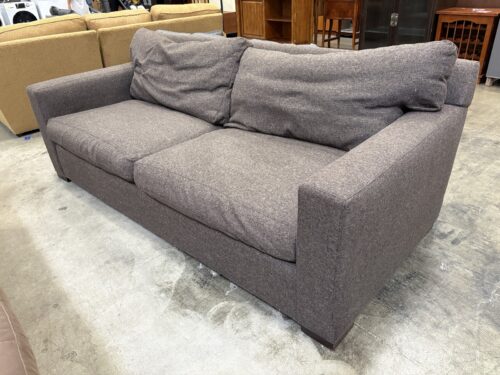 CRATE & BARREL Cool Brown Down-Filled Sofa with Square Arms