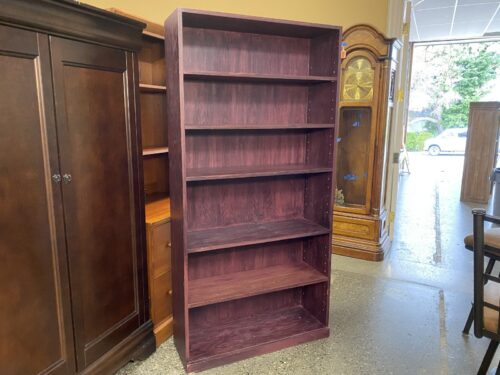 Plum Stained 6-Tier Wooden Bookshelf
