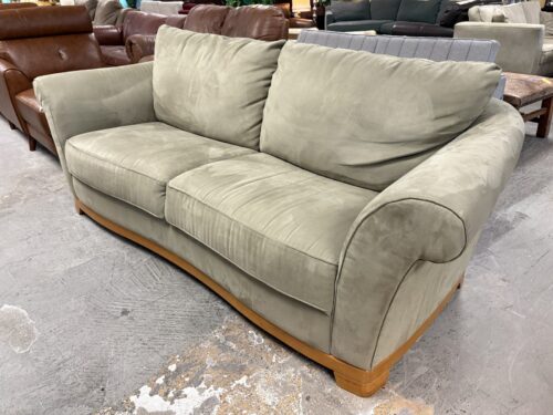Sage Green Made in Italy Sofa w/ Light Wood Base