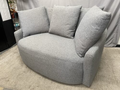 THOMASVILLE Modern Grey Fabric Wide Swivel Chair