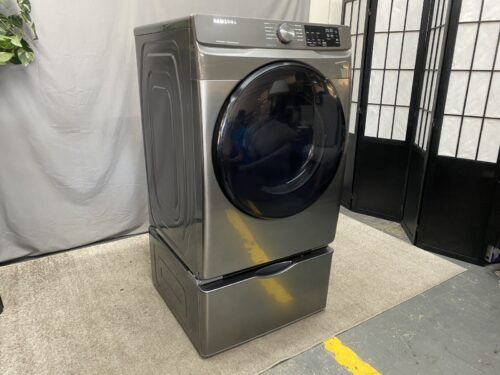 SAMSUNG 7.5" cu ft Electric Dryer w/ Storage Base Model # DEV45R6100P/A3
