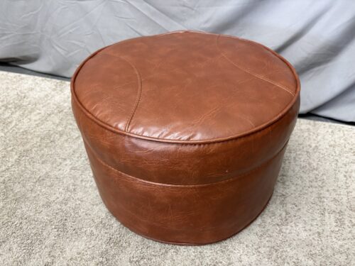 Vintage Cognac Baseball Stiched Ottoman