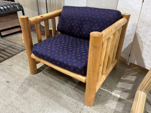 Rustic Cabin Log Armchair w/ Down Feather Cushions