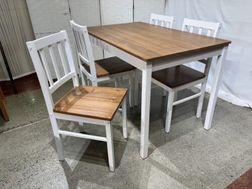 5-Piece Wooden Dining Set with Rectangular Table and 4 Chairs in Coffee Finish