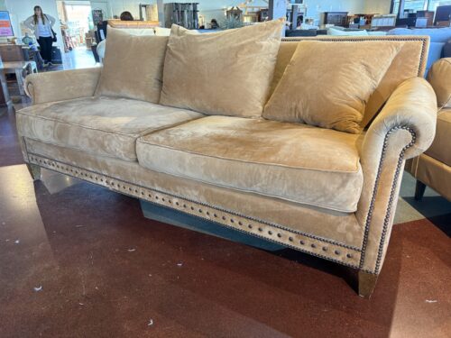 RC FURNITURE Feather Down Saddle Brown Couch