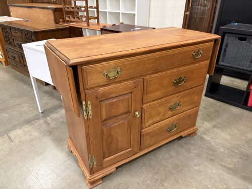 TEMPLE-STUART Vintage Solid Wood Drop Leaf Buffet with Drawers and Cabinet