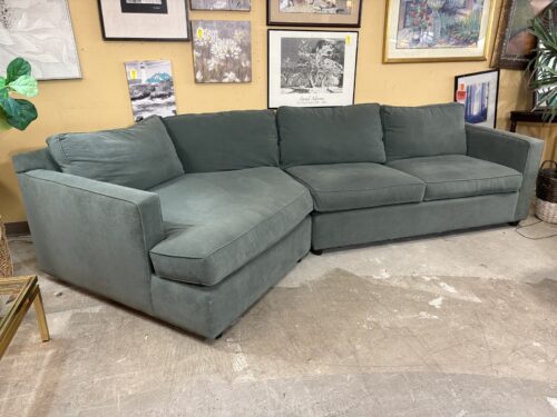CRATE & BARREL Barrett Teal 2-Piece Sectional w/ Angled Chaise