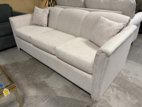 Light Beige Flare Arm 3-Cushion Sofa