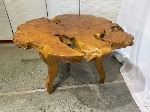 Organic Live-Edge Burl Wood Top Side Table