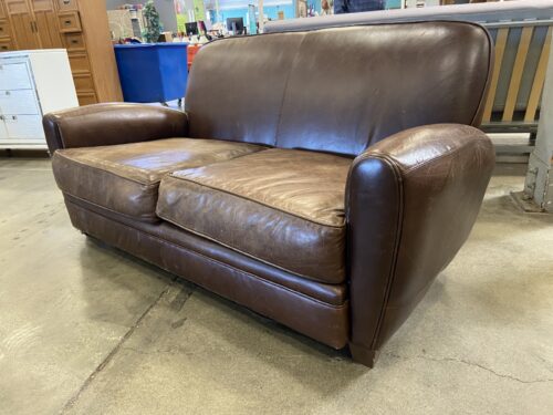 RICHTER FURNITURE Rustic Brown Leather Club Sofa