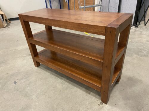 Warm Finish Wooden 3 Tier Console Table