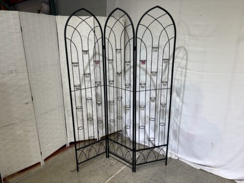 Black Metal Cathedral Screen with Candles