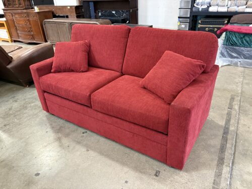 LA-Z-BOY Red Corduroy Sleeper Loveseat with SlumberAir Mattress