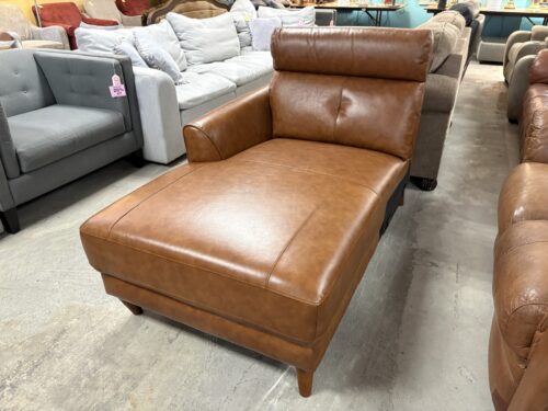 NEW! ABBYSON Brevin Caramel Leather Chaise (Bellevue)
