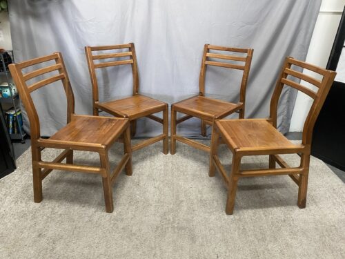 Rustic Wood & Metal Ladder Back Dining Chairs (Set of 4)