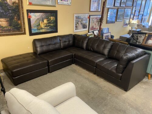 ABBYSON Black Tufted Modular 5-Piece Sectional w/ Ottoman