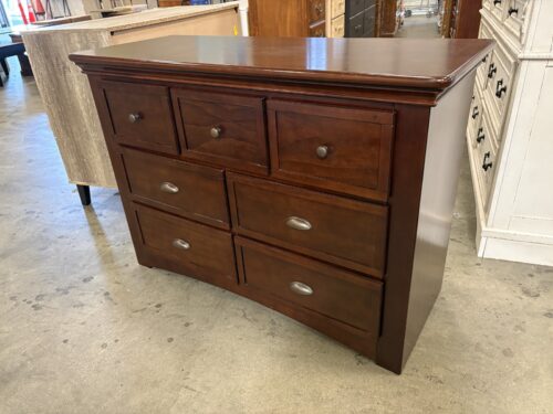 SIMMONS Slumber Time Mahogany Finished 7 Drawer Campaign Style Dresser