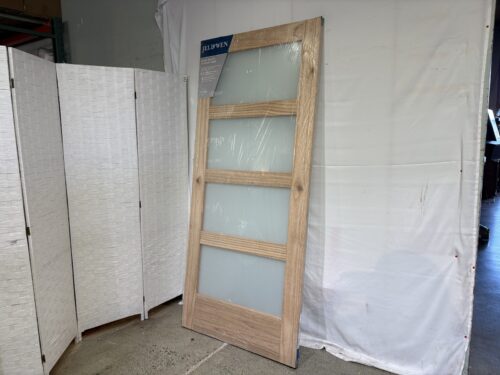 NEW! JELD-WEN Moda Rustic 4-Lite Translucent Cedar Door, No Bore Model # 5107067