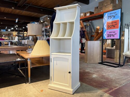 PIER 1 Narrow Rustic Off-White Cantback Storage Cabinet