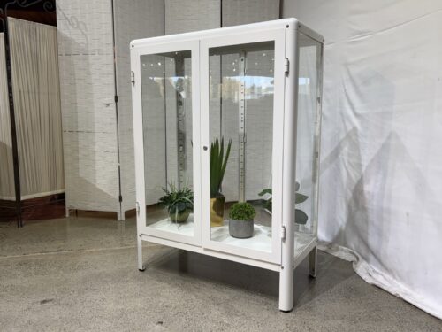 IKEA All-White Metal & Glass Lockable Plant Cabinet (No Shelves)
