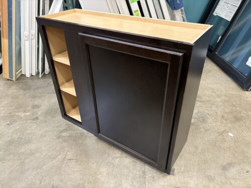 NEW! Deep Espresso Finished Single Door 30x36 Upper Cabinet with Side Shelving