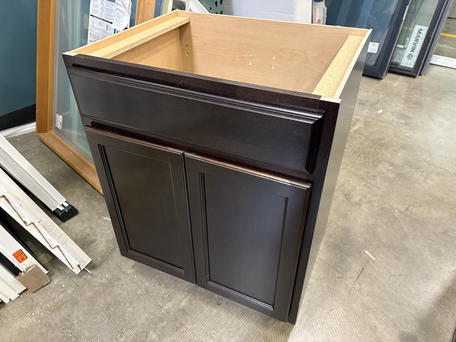 NEW! Deep Espresso Finished 34×26 Double Door Bottom Cabinet with False Drawer