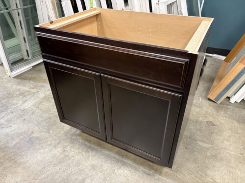 NEW! Deep Espresso Finished 34x36 Double Door Bottom Cabinet with False Drawer