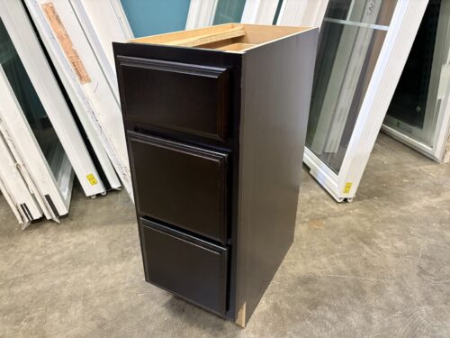 NEW! Deep Espresso Finished 31x12 Narrow 3 Drawer Bottom Cabinet