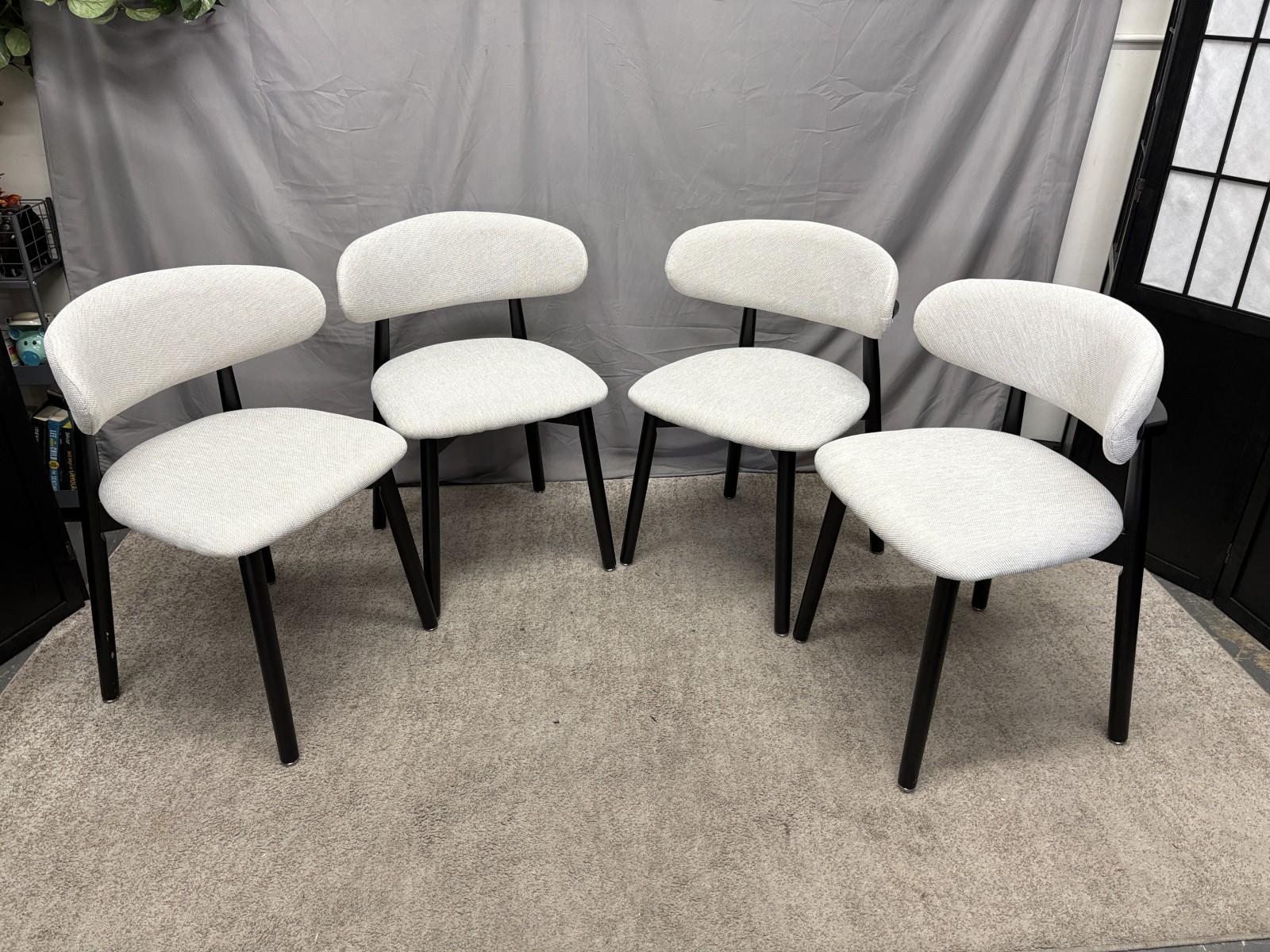 J&E Black & Beige MCM Style Dining Chair (Set of 4)