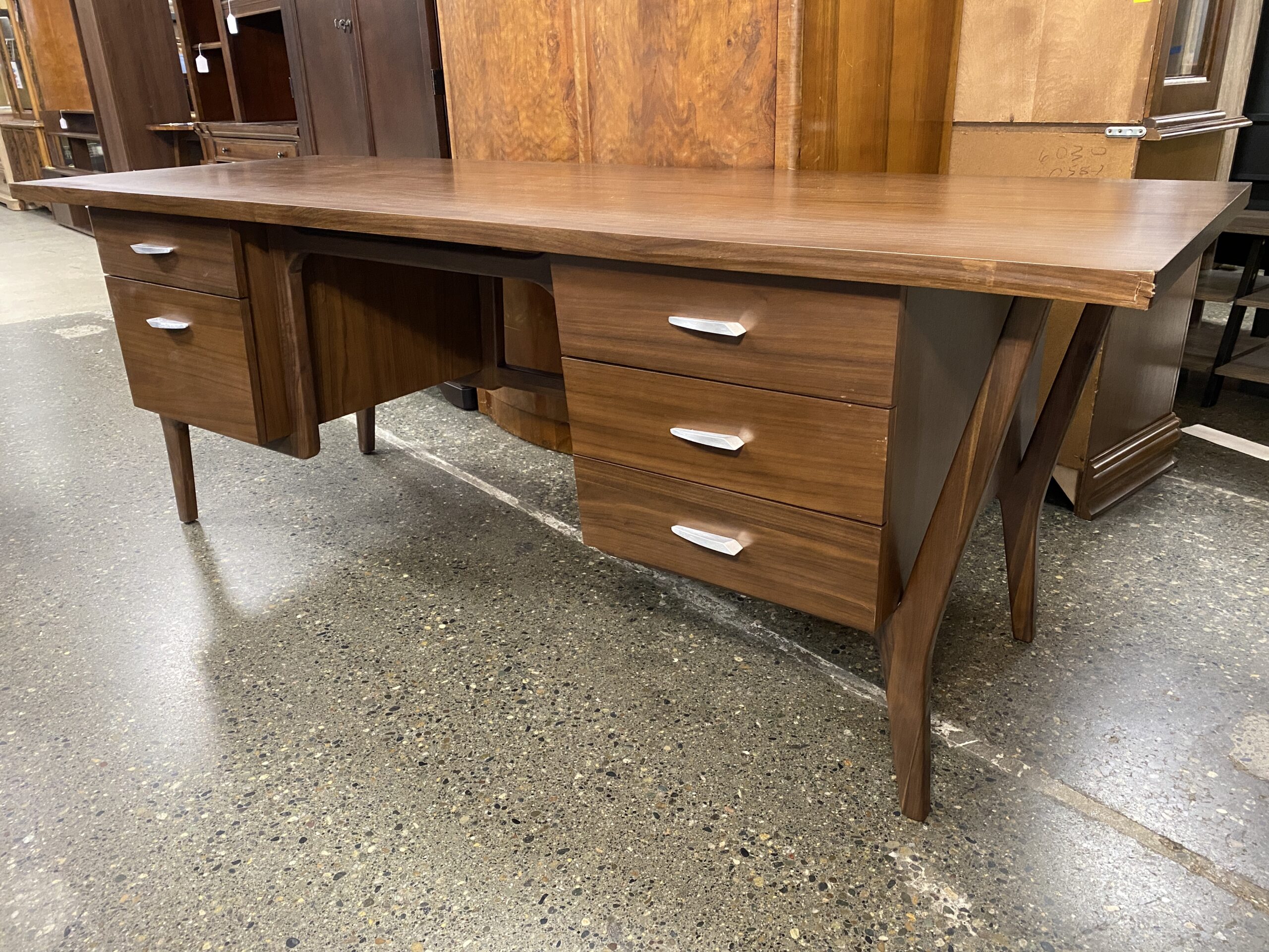 JOYBIRD Xavier MCM Inspired Ceo Style Desk in Walnut