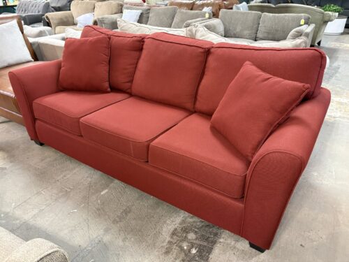 PACIFIC FURNITURE Ruby Red Fabric 3-Cushion Sofa