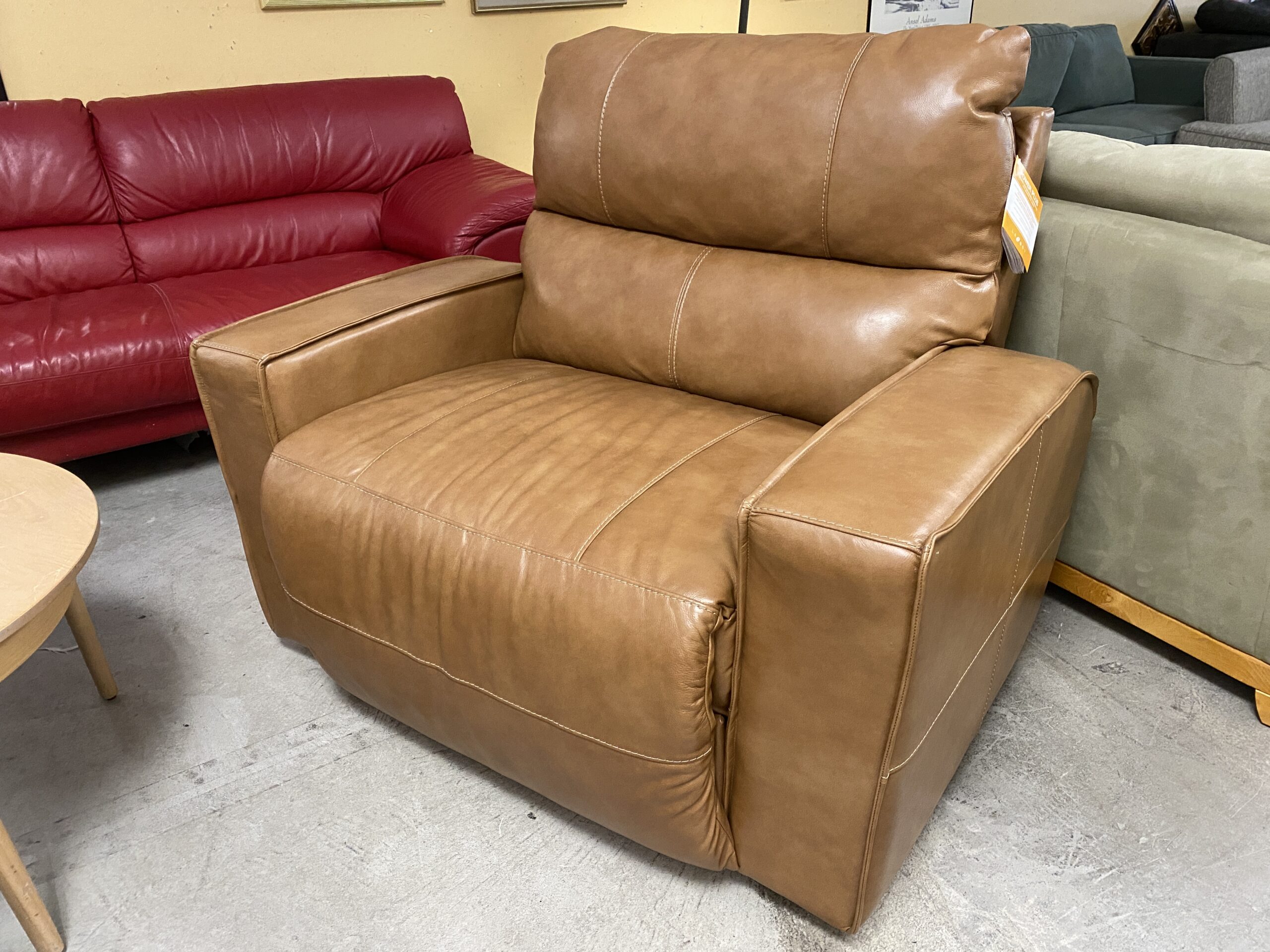 NEW! LA-Z-BOY Maddox Collection Camel Leather Power Plus Reclining Wide Armchair