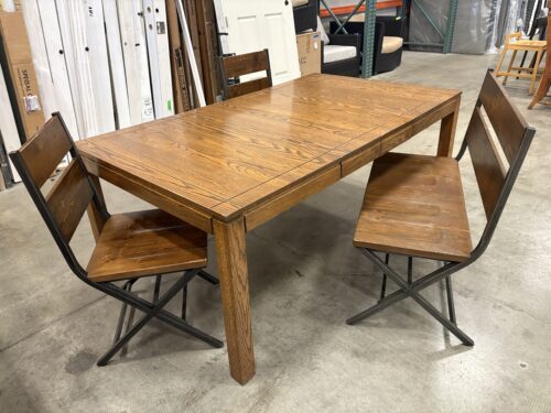 Wooden Oak Dining Room Set with Bench and 2 Chairs