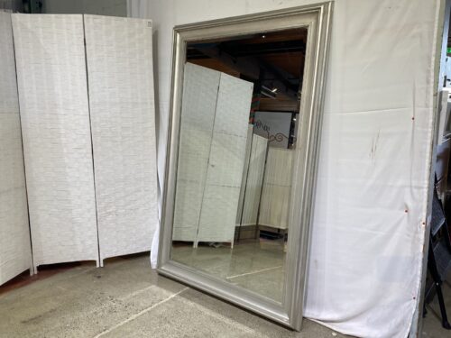 Large Silver Frame Mirror w/ Beveled Edge