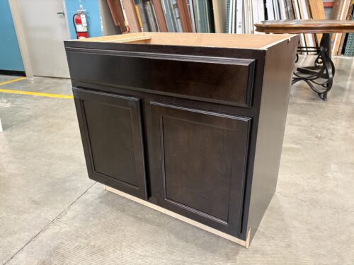 NEW! Deep Espresso Finished 31x33 Double Door Bottom Cabinet with False Drawer