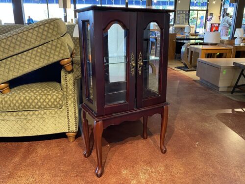 Petite Espresso Brown Glass Shelf Curio Cabinet